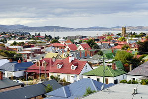The rooftops of Hobart, Tasmania's Capital City
